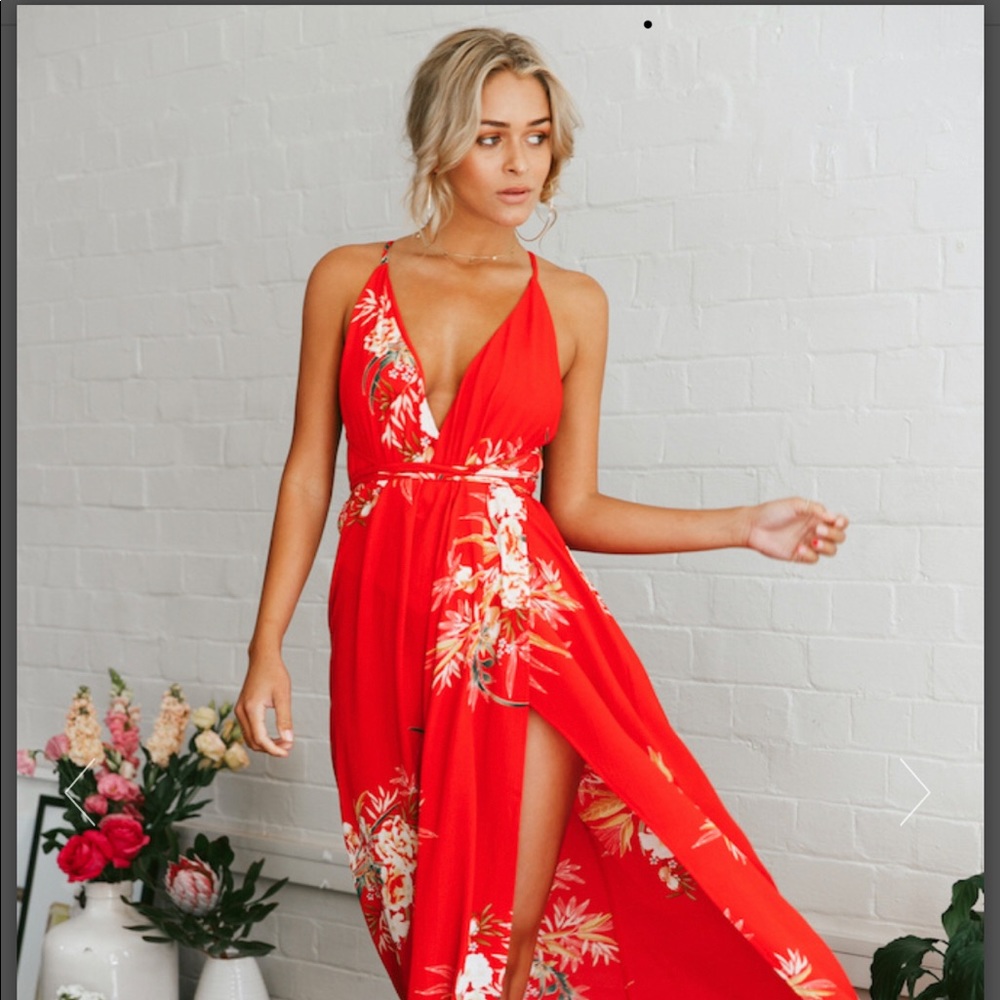 Hello Molly Red Floral Maxi Dress